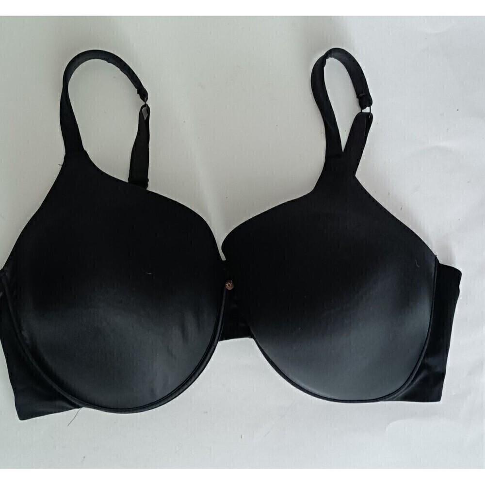 Ashley Stewart T- Shirt Bra 46ddd Black Satin Lightly Lined Plunge Style 2017 28